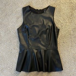 Faux leather peplum top